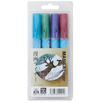 Open in modal - Aitoh Manga Liner Pens - Bright Metallic Colors, Set of 4 (in package)