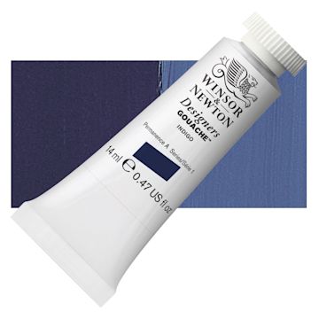 Open in modal - Winsor & Newton Designers Gouache - Indigo, 14 ml tube and swatch