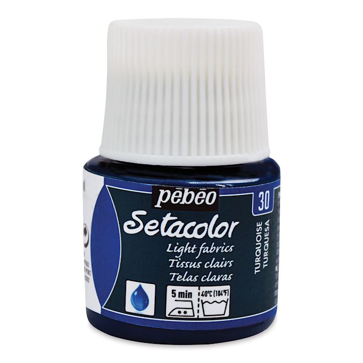 Pebeo Setacolor Fabric Paint Turquoise, Light Fabric, 45 ml bottle
