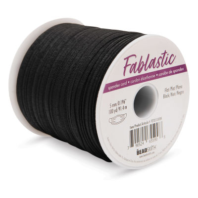 Fablastic Flat Stretch Cord - Black, 5 mm W x 100 yds L