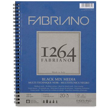 Open in modal - Fabriano 1264 Black Mixed Media Pad - 7" x 10", front cover