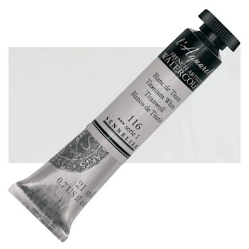 Open in modal - Sennelier French Artists' Watercolor - Titanium White, 21 ml Tube and swatch