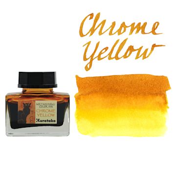 Open in modal - Kuretake Ink-Café Art Nouveau Ink - Chrome Yellow, 20 ml, bottle with swatch