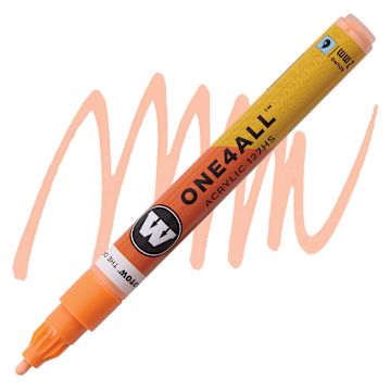 Open in modal - Molotow One4All Acrylic Marker - 2 mm Tip, Peach Pastel, Bullet Tip marker and swatch