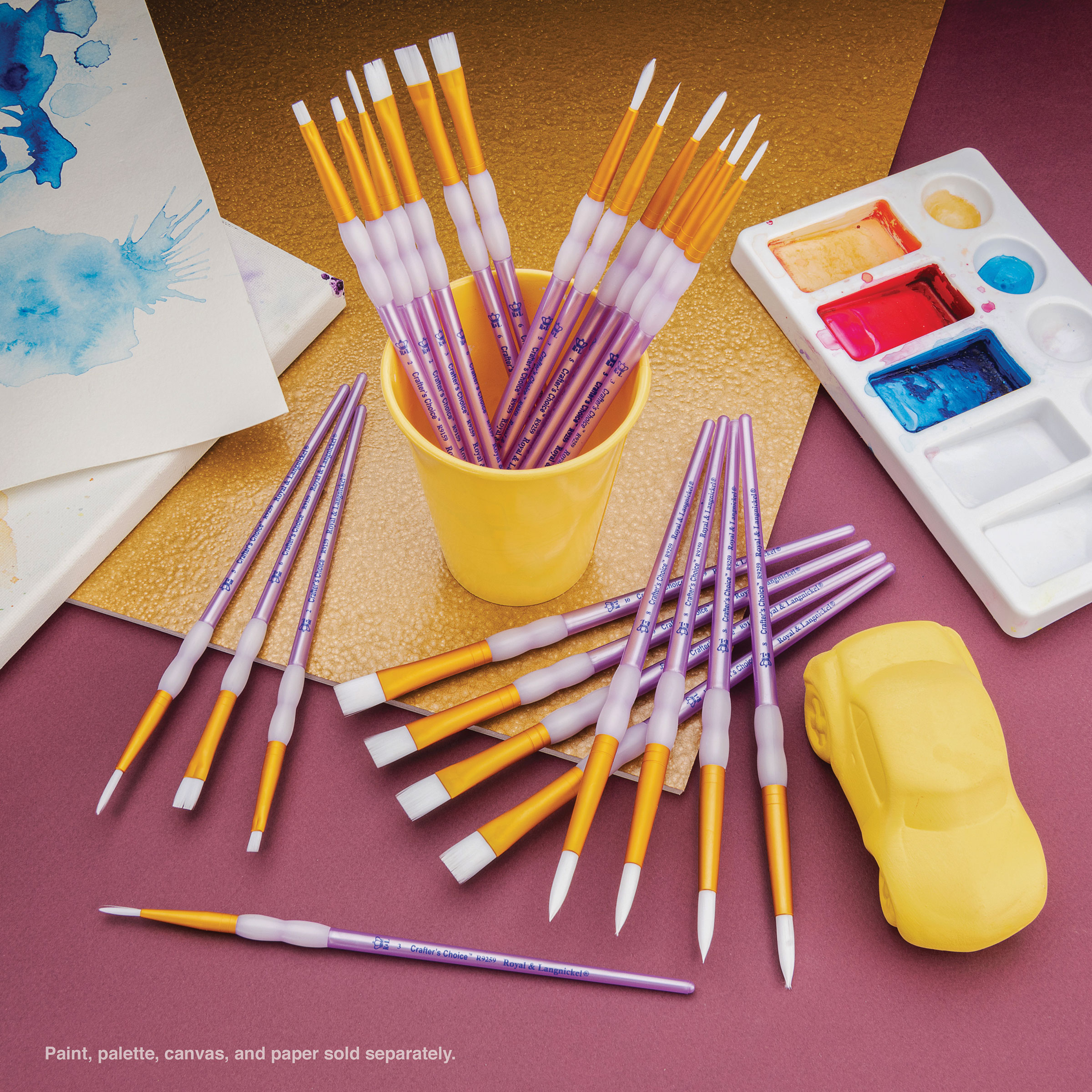 Royal & Langnickel Crafter's Choice Pinsel Set, 4 Stück – Rund, Taklon-Haar, Braun