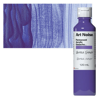 Tri-Art Art Noise Permanent Acrylic Gouache - Ultra Violet, 120 ml, Bottle with swatch