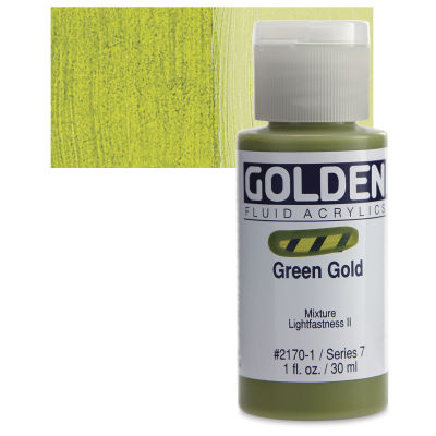 Golden Fluid Acrylics - Green Gold, 1 oz bottle