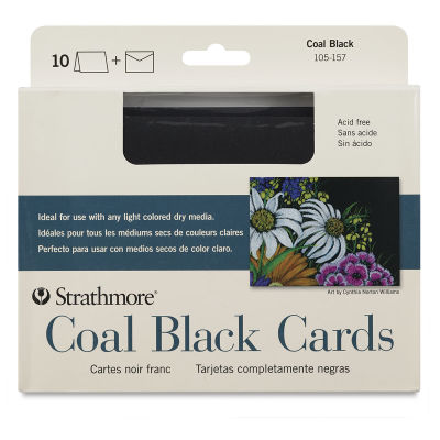 Strathmore Artagain Coal Black Cards - Pkg of 10, 5" x 6-7/8", envelopes included