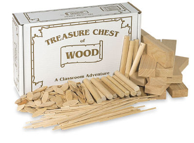 Treasure Chest of Wood - Upright package shown with various component wood pieces in front