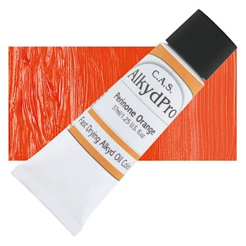 Open in modal - CAS AlkydPro Fast-Drying Alkyd Oil Color - Perinone Orange, 37 ml tube and swatch