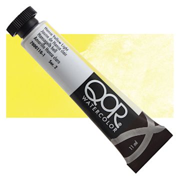 Open in modal - QoR Modern Watercolor - Hansa Yellow Light, 11 ml tube and swatch