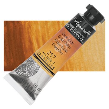 Open in modal - Sennelier French Artists' Watercolor - Gold Ochre, 10 ml, Tube and swatch