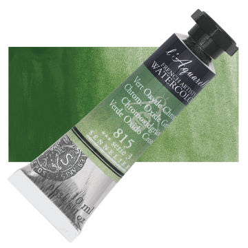 Sennelier French Artists' Watercolor - Chromium Oxide Green, 10 ml, Tube with Swatch