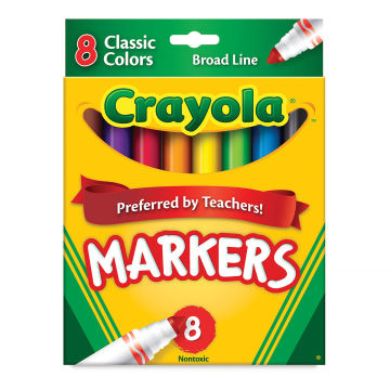 Crayola Broad Line Markers-Set of 8 Classic Colors. Front of package.