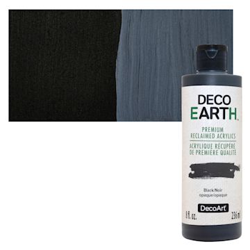 Open in modal - DecoArt DecoEarth Premium Reclaimed Acrylic Paint - Black, 8 oz bottle with swatch