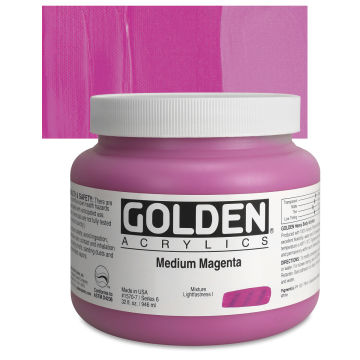 Golden Heavy Body Acrylic Paint - Medium Magenta, 32 oz jar