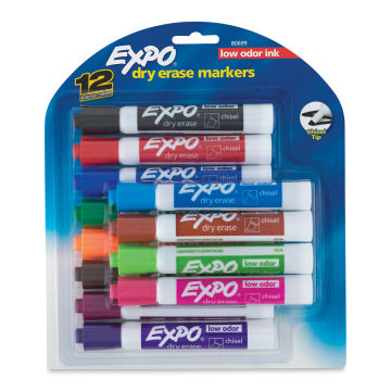 Expo Low Odor Dry Erase Marker, Chisel Tip, Assorted, 8-Set