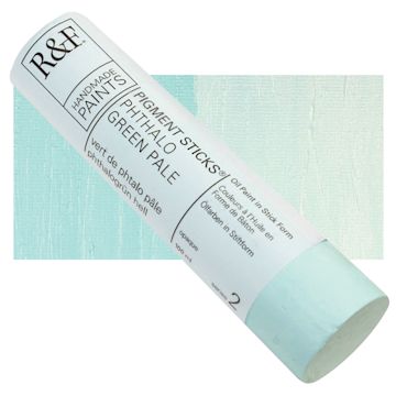 Open in modal - R&F Pigment Stick - Phthalo Green Pale, 100 ml stick and swatch