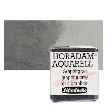 Open in modal - Schmincke Horadam Aquarell Watercolor - Graphite Grey, Half Pan and swatch