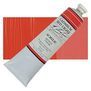 Open in modal - M. Graham Artists' Acrylic - Cadmium Red Light, 5 oz tube and swatch