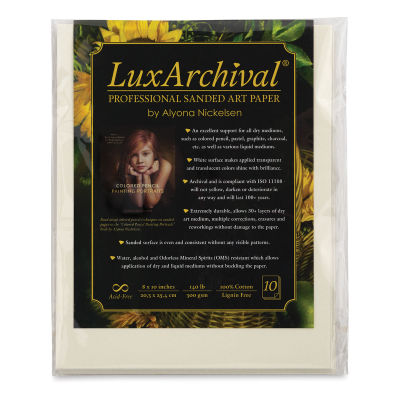 Brush and Pencil LuxArchival Professional Sanded Art Paper - Front view of 8" x 10" Pkg of 10 sheets