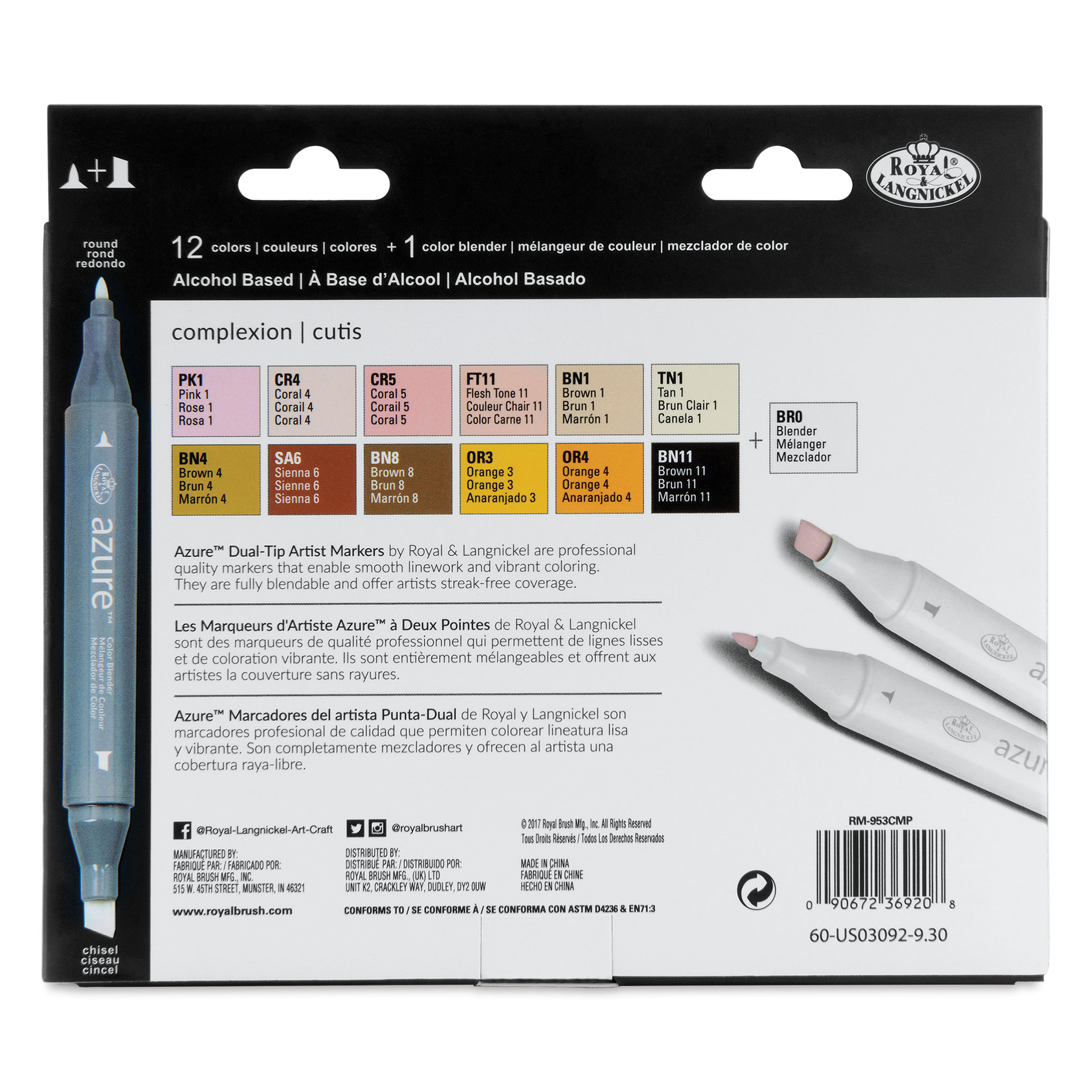 Royal & Langnickel Alcohol Markers - 13pc Forest Colors Dual Tip Set