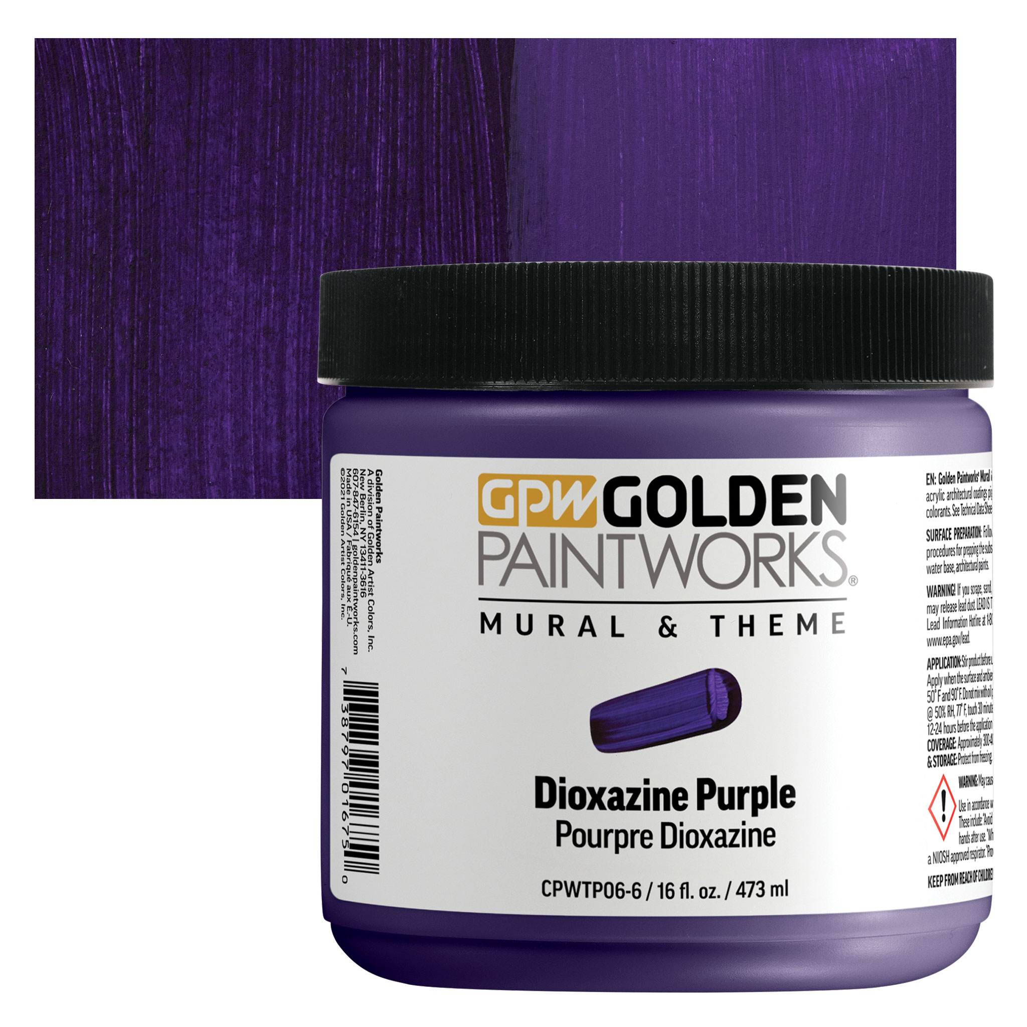 Golden Paintworks Mural and Theme Acrylic Paint - Dioxazine Purple, 16 oz,  Jar