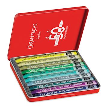 Open in modal - Caran d'Ache Neocolor II Aquarelle Artists' Pastels - Lush Colors, Special Edition, Set of 10, open