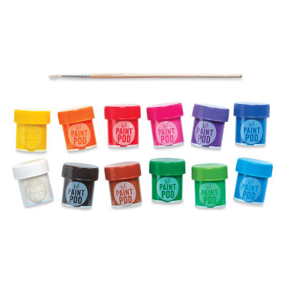 Ooly Lil' Poster Paint Pods Set - Jars of 12 colors shown in 2 rows