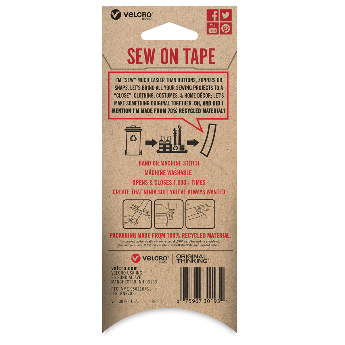 Velcro Brand ECO Collection SewOn Tape