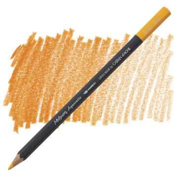 Caran D'Ache Museum Aquarelle Pencil - Gold Cadmium Yellow swatch and pencil