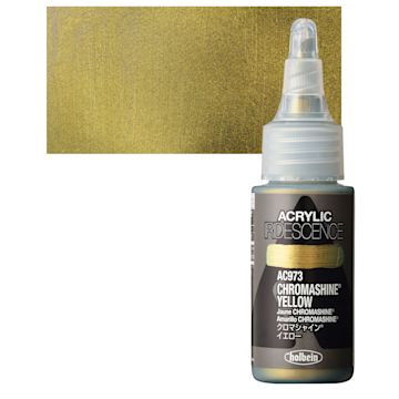Open in modal - Holbein Iridescence Acrylic - Chromashine Yellow, 30 ml and swatch