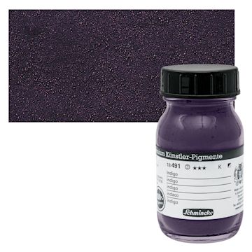 Open in modal - Schmincke Pigment - Indigo, 100 ml jar and swatch
