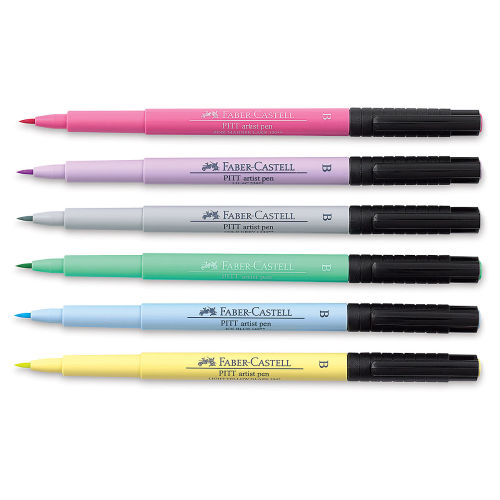 Faber-Castell Pitt Artist Pen Set - Pastel Colors, Set of 6