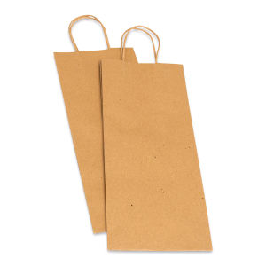 American Crafts Fancy That Kraft Bags - Natural, Wine, Package of 6, 13-1/4"H x 5-1/4"W x 3-1/4"D (Two bags, Flat)