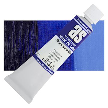 Open in modal - Art Spectrum Artists' Oil Paint - Ultramarine Blue, 40 ml tube and swatch