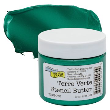 Open in modal - Stencil Butter Acrylic Paint - Terre Verte, 2 oz, Jar and swatch