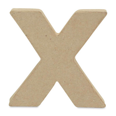DecoPatch Paper Mache Small Kraft Letter - X, Lowercase, 3-2/5" W x 3-2/5" H x 1/2" D
