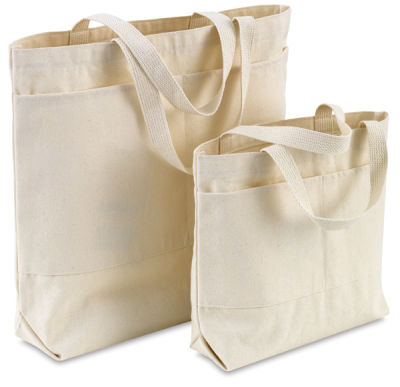 Canvas Tote Bags - Small Bag w/ pockets and Large Bag w/ pockets