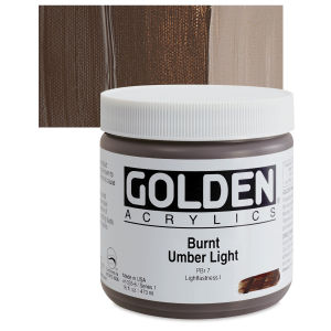 Golden Heavy Body Artist Acrylics - Burnt Umber Light, 16 oz Jar