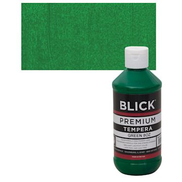 Open in modal - Blick Premium Grade Tempera - Green, 8 oz bottle and swatch