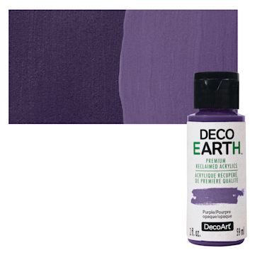 Open in modal - DecoArt DecoEarth Premium Reclaimed Acrylic Paint - Purple, 2 oz bottle with swatch