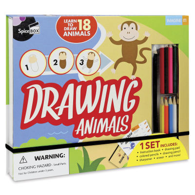Spicebox Imagine It Drawing Animals Kit - Front of package
