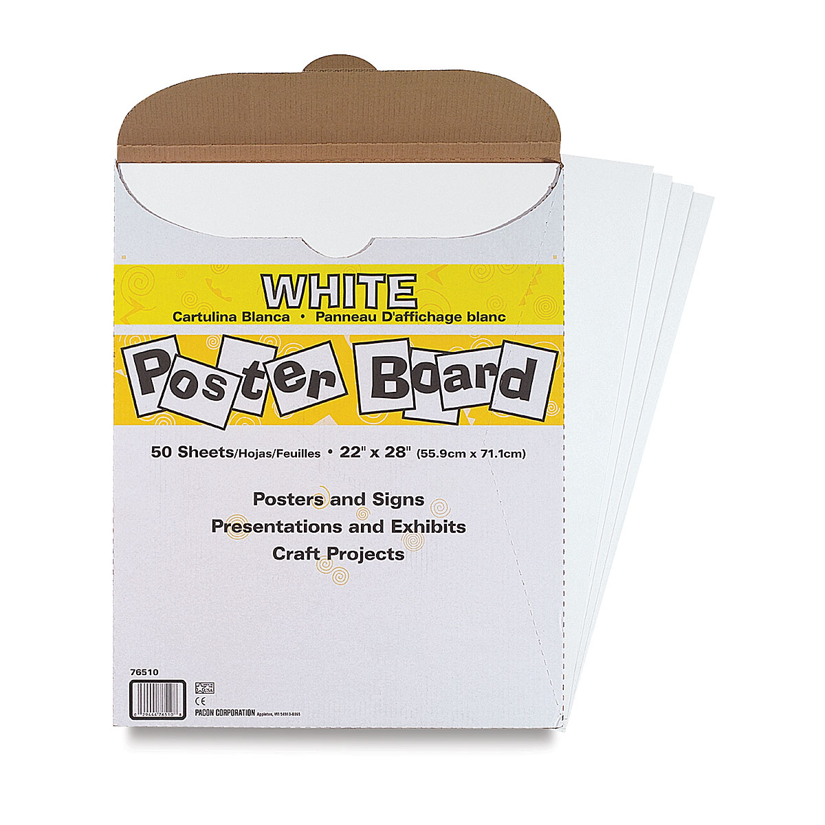 White Pacon Super Value Poster Board 50 Sheets 22 in X 28 in 