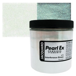 Jacquard Pearl-Ex Pigment - 4 oz, Interference Green, Jar with Swatch