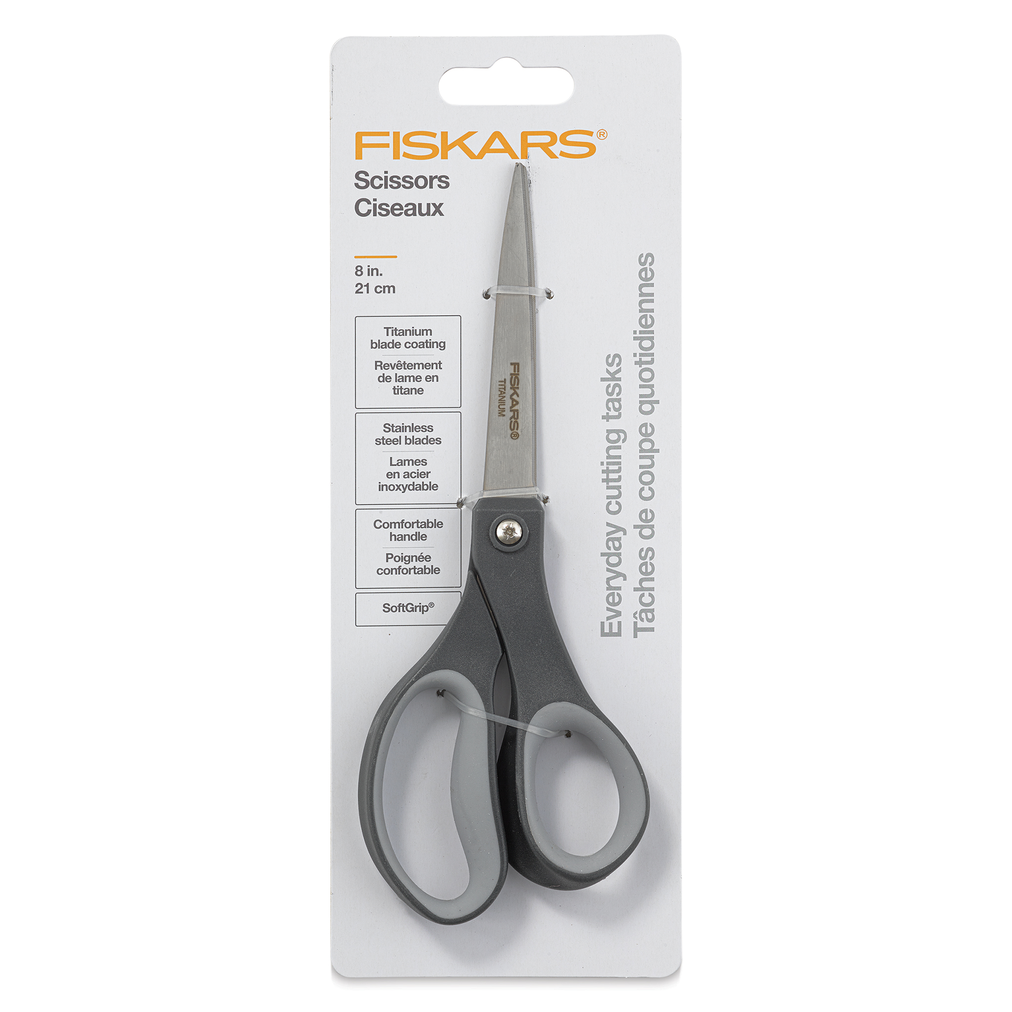Fiskars Everyday Titanium Softgrip Scissors 8 in. Silver 