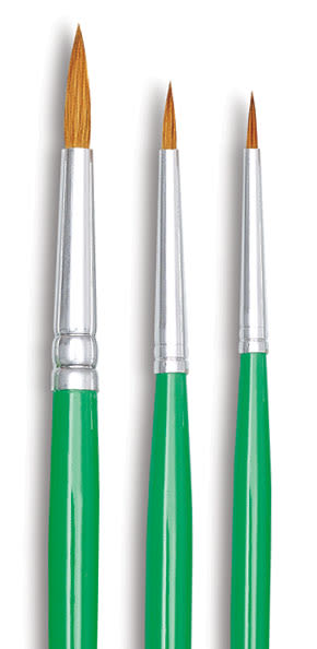Blick Economy Sable Round Brushes - Closeup of Set of 3 Round brushes
