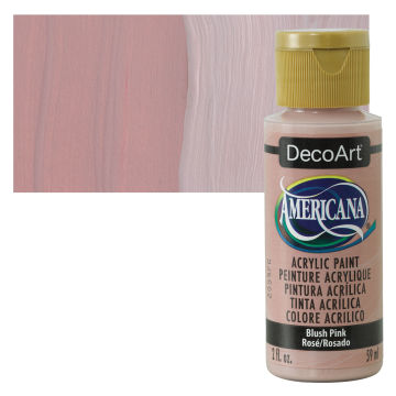 DecoArt Americana Acrylic Paint - Blush Pink, 2 oz, Swatch with bottle