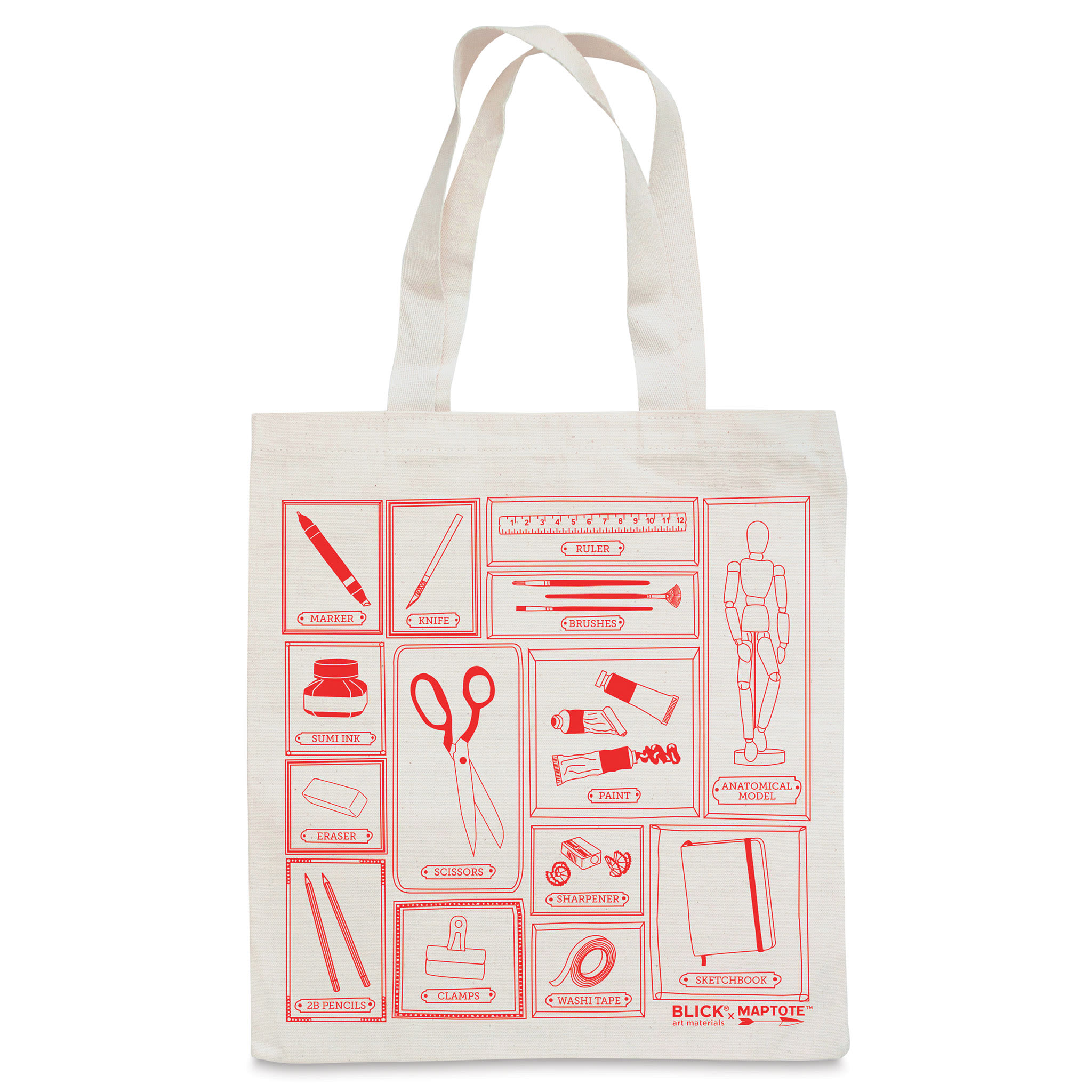 Blick Tote Bag by Maptote - Red (front of tote)