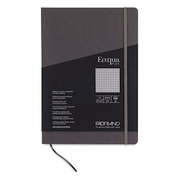 Open in modal - Fabriano EcoQua Plus Stitch-Bound Notebook - Grey, 8-1/4" x 11-3/4", Grid, front cover